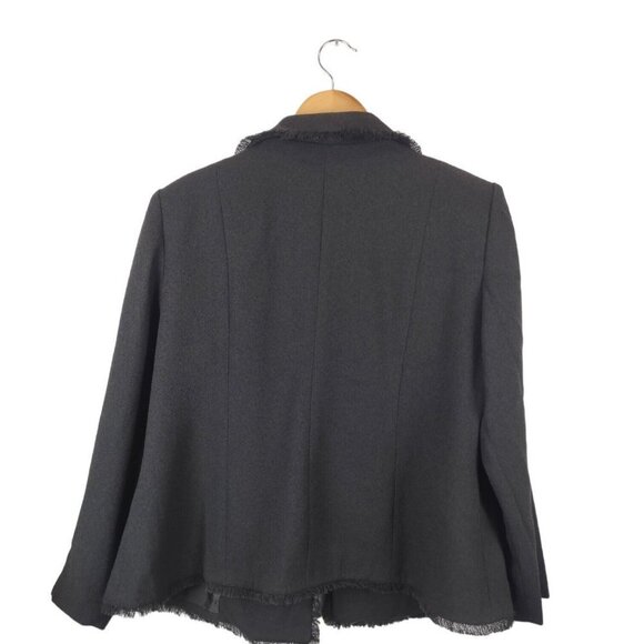 Jessica Howard Womens Size 18 Olive Green Blazer Jacket Fringe Trim Shoulder Pad - Picture 2 of 7